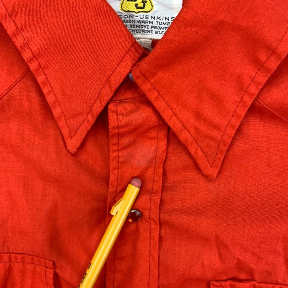 VTG 70s Dickson-Jenkins Snap Shirt Mens Large Red Long Sleeve Western Cowboy - Picture 6 of 10